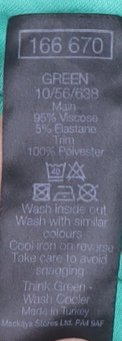 M&Co Women’s Green V-Neck Cut Out Shoulder T-Shirt Size 10