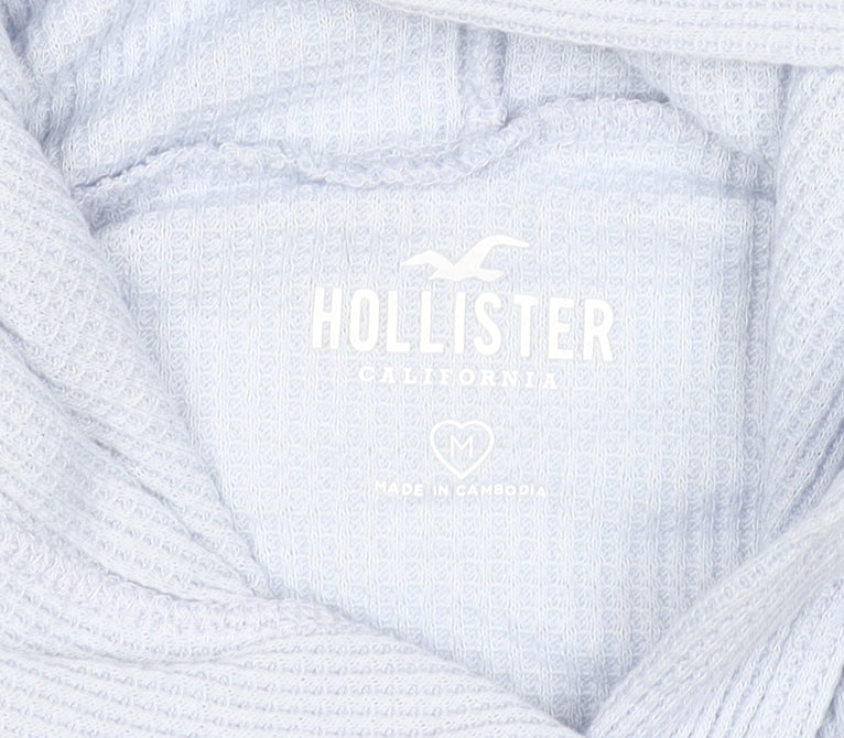 Hollister Womens Blue Cropped Hoodie Medium Pullover Logo Print