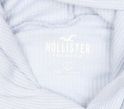 Hollister Womens Blue Cropped Hoodie Medium Pullover Logo Print
