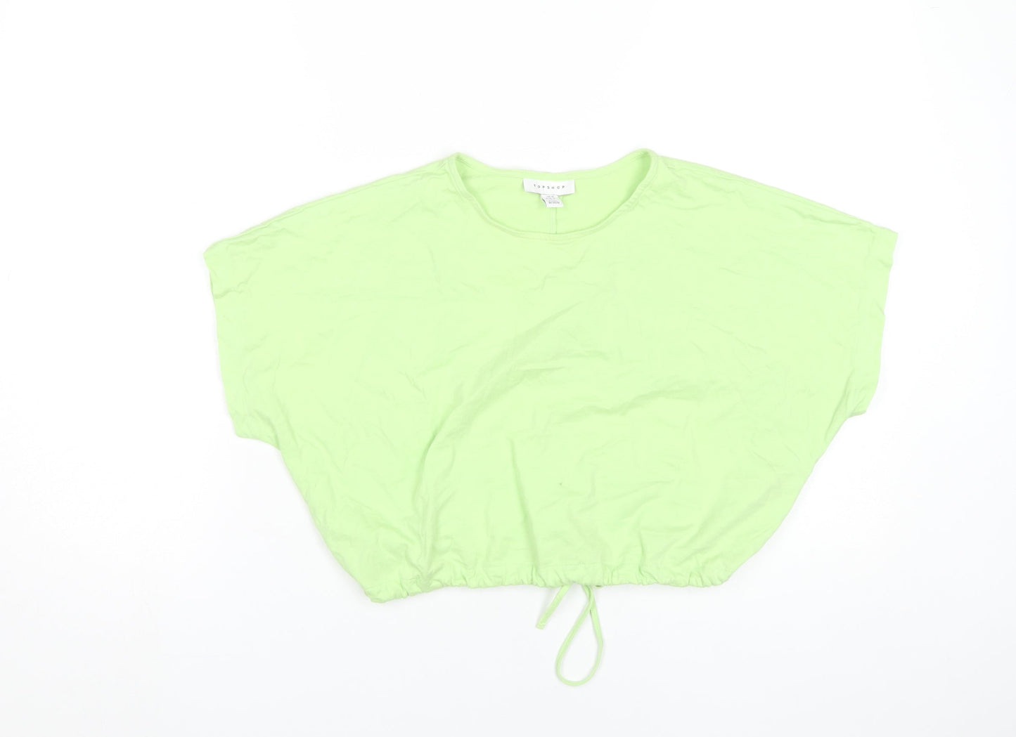Topshop Women Green Size 10 Cropped Cotton T-Shirt