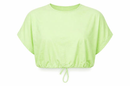Topshop Women Green Size 10 Cropped Cotton T-Shirt