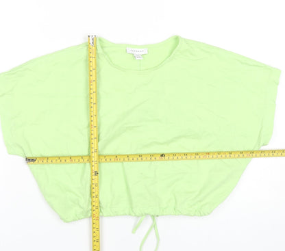 Topshop Women Green Size 10 Cropped Cotton T-Shirt