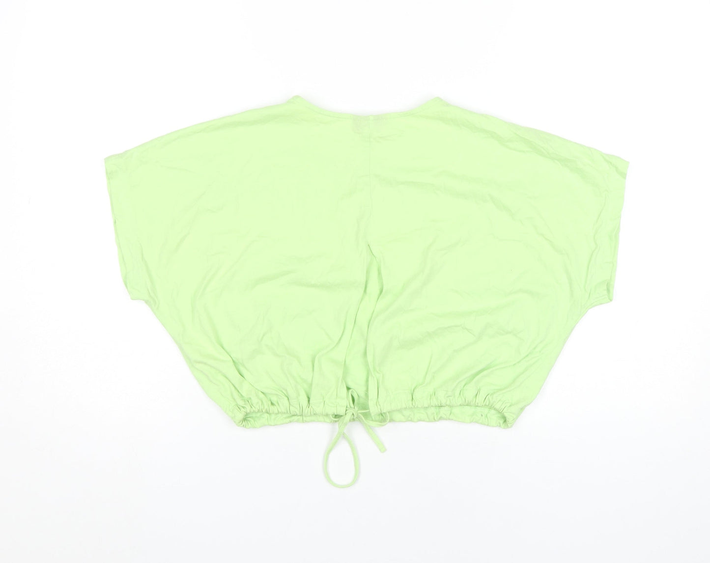 Topshop Women Green Size 10 Cropped Cotton T-Shirt