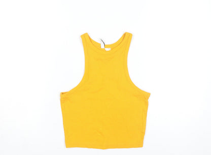 H&M Divided Womens Yellow Basic Tank Top Size 8 Slim Fit