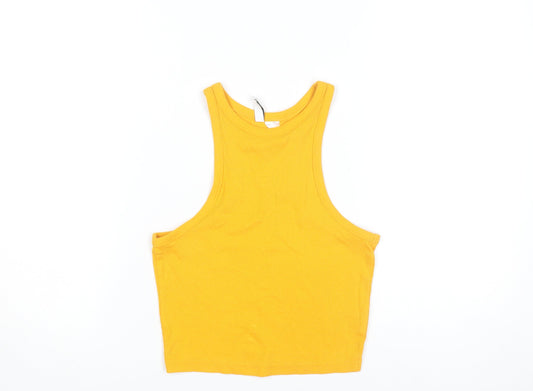 H&M Divided Womens Yellow Basic Tank Top Size 8 Slim Fit