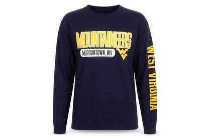 Front view of Russell unisex blue long sleeve university t-shirt m