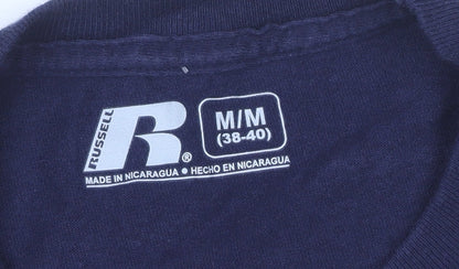 Unisex Adults UK Size M Russell Blue Basic T-Shirt