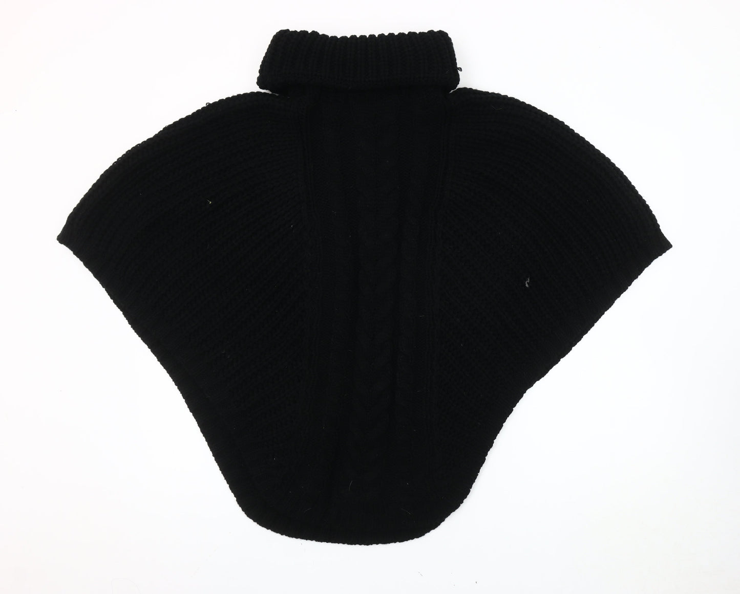 Accessorize Women’s Black Knit Cape Roll Neck Jumper S Wool Blend
