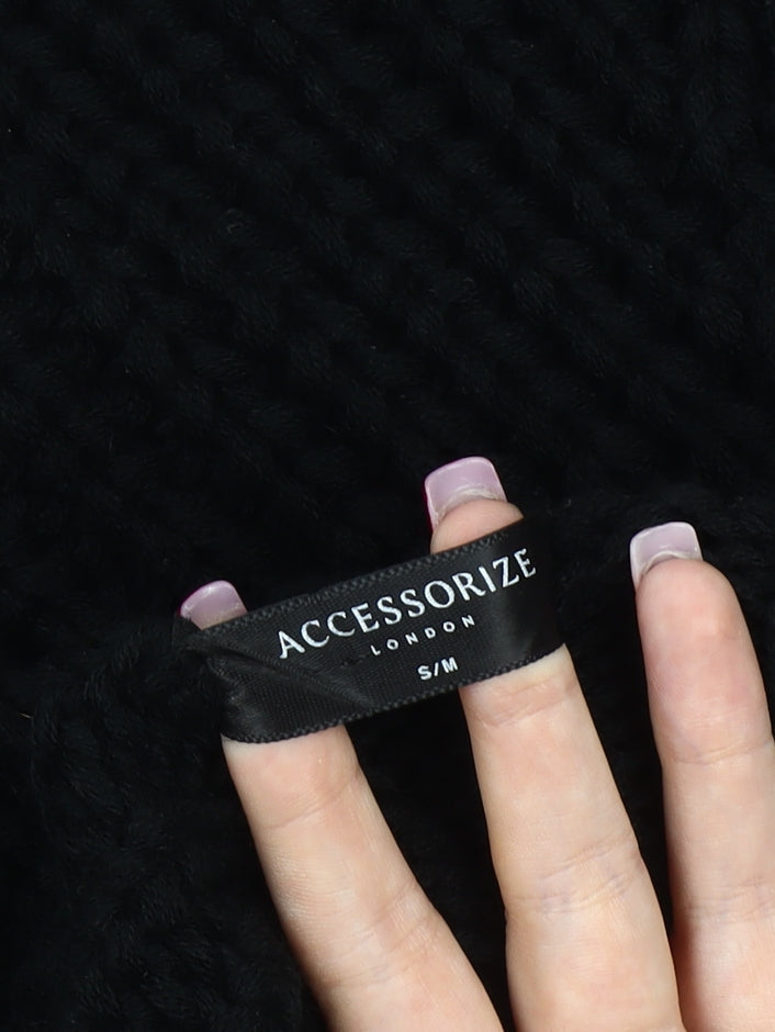 Accessorize Women’s Black Knit Cape Roll Neck Jumper S Wool Blend