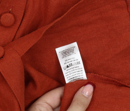 Evans Women’s Orange Linen Blend Shift Dress Size 16 Short Sleeve