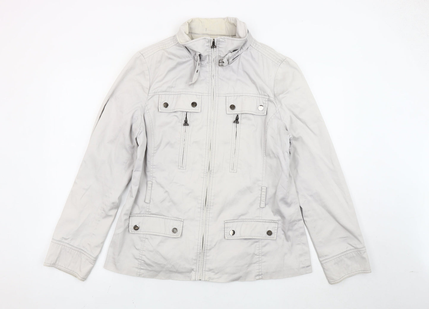 Zara Women Beige XL Basic Jacket Cotton Blend Casual Travel