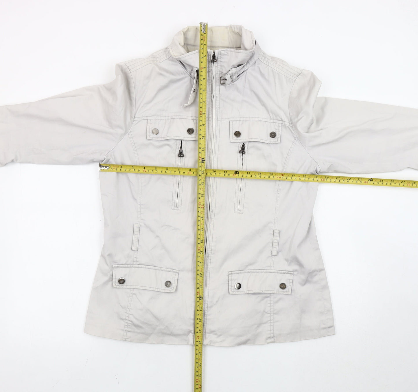 Zara Women Beige XL Basic Jacket Cotton Blend Casual Travel