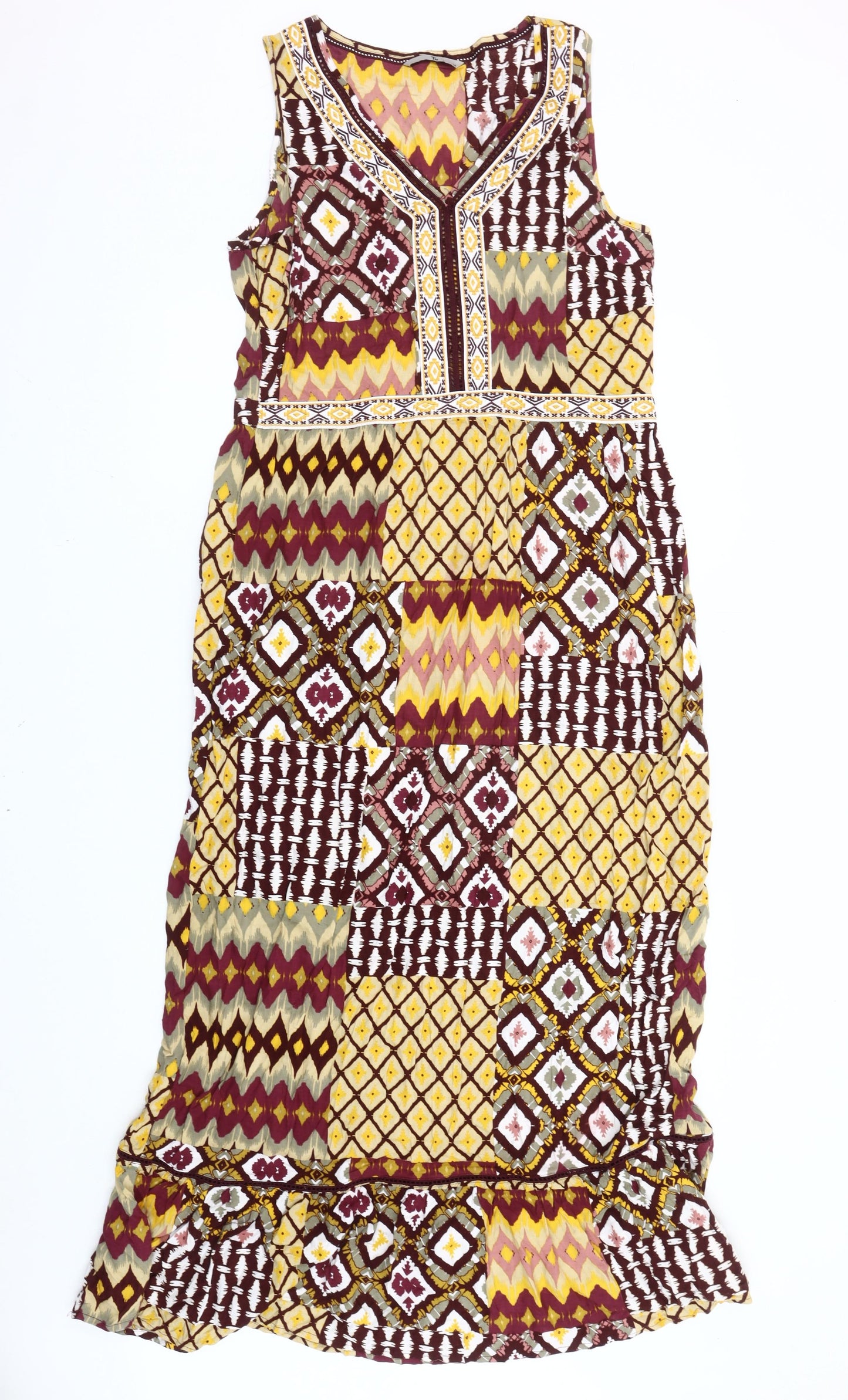Tu Womens Multicoloured Bohemian Midi Maxi Sleeveless Dress Size 14