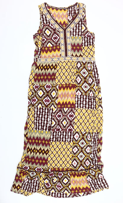 Tu Womens Multicoloured Bohemian Midi Maxi Sleeveless Dress Size 14