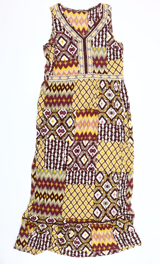 Tu Womens Multicoloured Bohemian Midi Maxi Sleeveless Dress Size 14