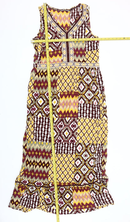 Tu Womens Multicoloured Bohemian Midi Maxi Sleeveless Dress Size 14