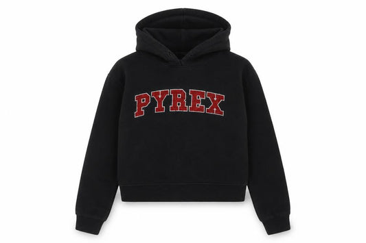 Pyrex Girls Black L Pullover Hoodie Rhinestone Logo Fleece Casual