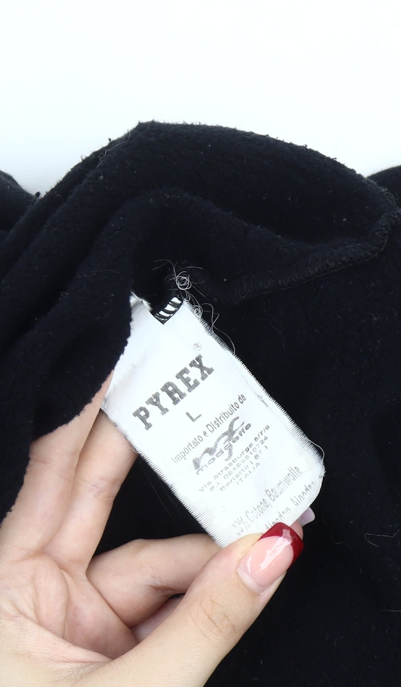 Pyrex Girls Black L Pullover Hoodie Rhinestone Logo Fleece Casual