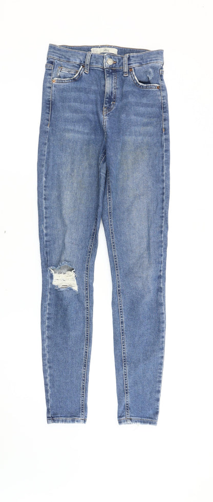 Topshop Women’s Blue Jamie Skinny Jeans Size 8 W25 L34 Distressed Denim
