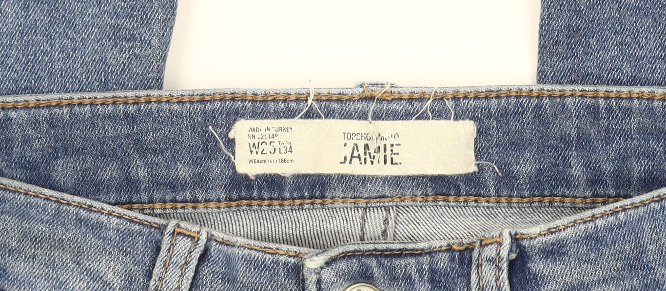 Topshop Women’s Blue Jamie Skinny Jeans Size 8 W25 L34 Distressed Denim