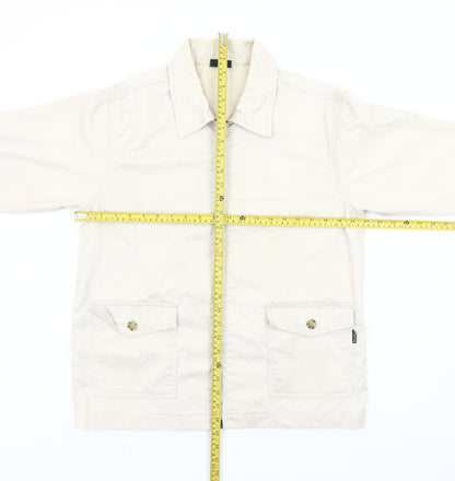 Stone River Women Beige Cotton Jacket Size 14 Basic Collared Zip Casual