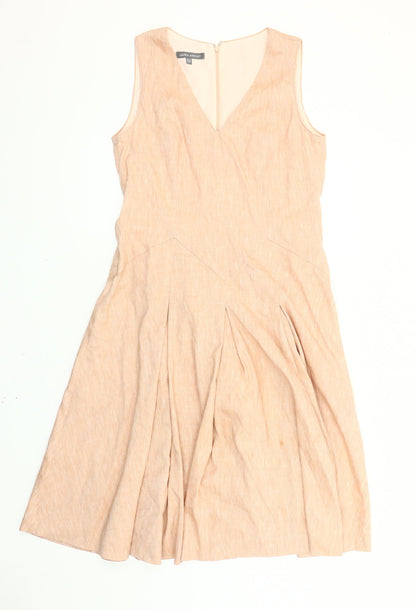 Laura Ashley Women’s Beige Size 12 A-Line Linen Blend Sleeveless Dress