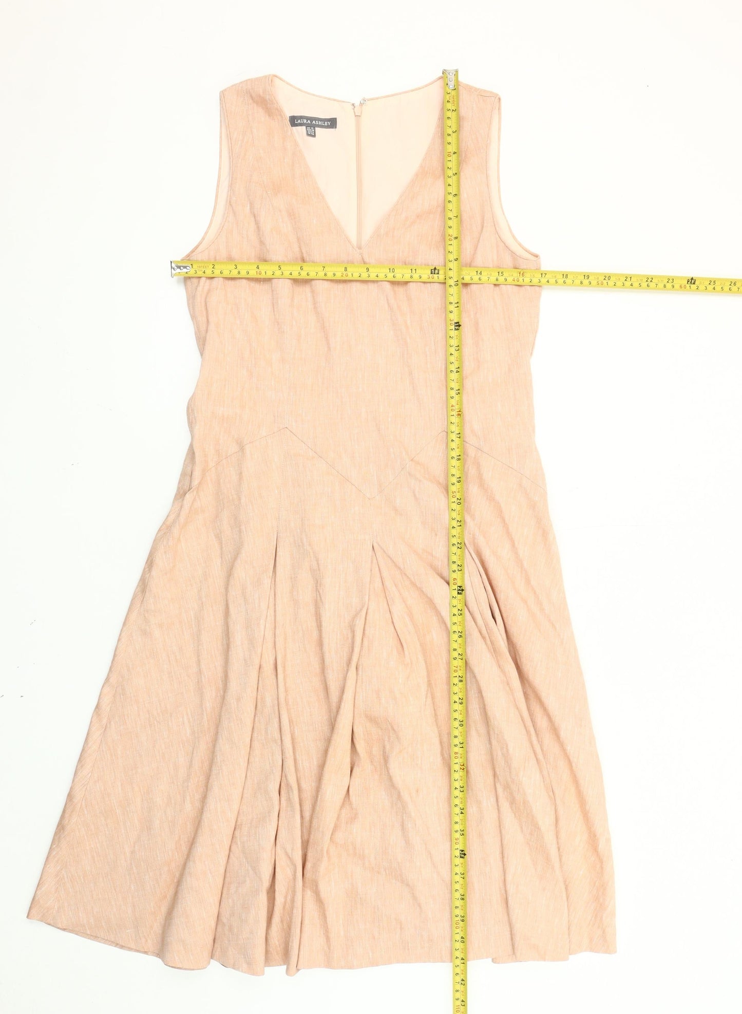 Laura Ashley Women’s Beige Size 12 A-Line Linen Blend Sleeveless Dress