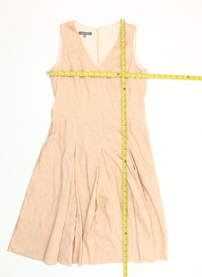 Laura Ashley Women’s Beige Size 12 A-Line Linen Blend Sleeveless Dress
