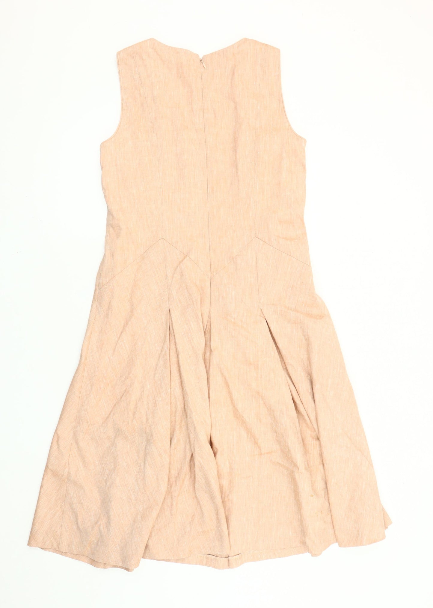 Laura Ashley Women’s Beige Size 12 A-Line Linen Blend Sleeveless Dress