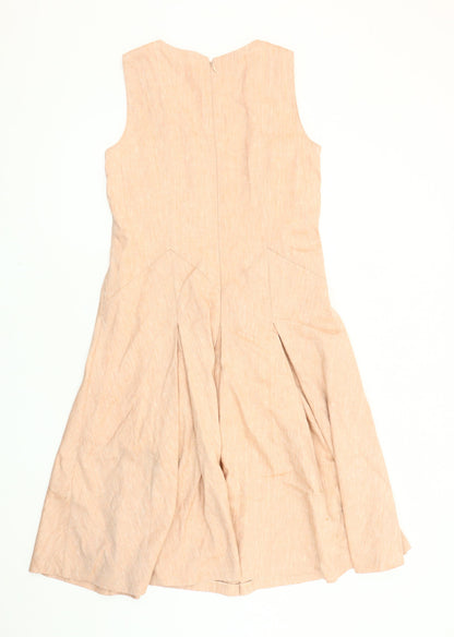 Laura Ashley Women’s Beige Size 12 A-Line Linen Blend Sleeveless Dress