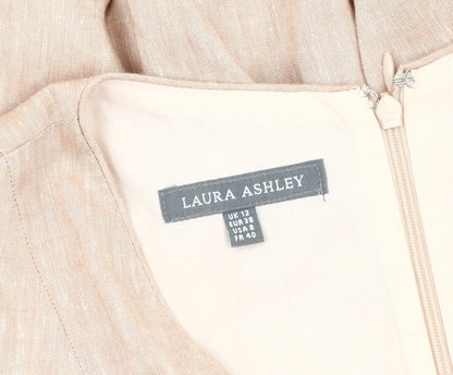Laura Ashley Women’s Beige Size 12 A-Line Linen Blend Sleeveless Dress