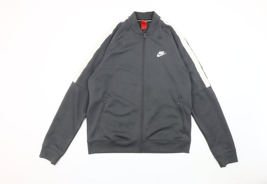Nike Men Grey Track Jacket L Full Zip Polyester Sportswear