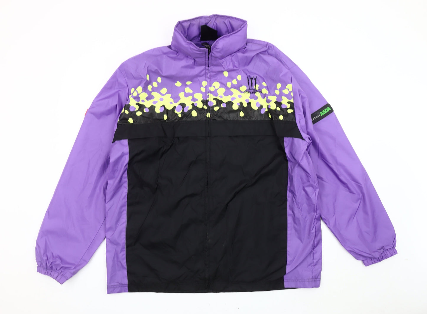 George Mens Purple Black Windbreaker Jacket L Manchester 2002 Retro Sports