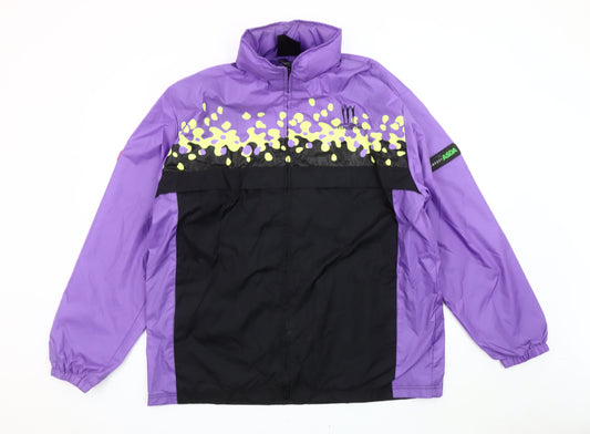 George Mens Purple Black Windbreaker Jacket L Manchester 2002 Retro Sports