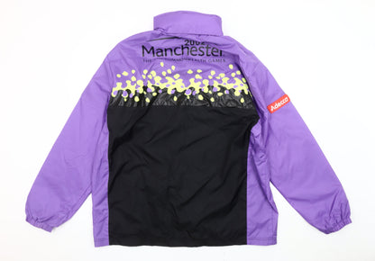 George Mens Purple Black Windbreaker Jacket L Manchester 2002 Retro Sports