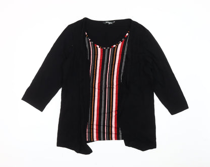 Bonmarché Womens Black Striped Tunic Blouse Size 20 3/4 Sleeve