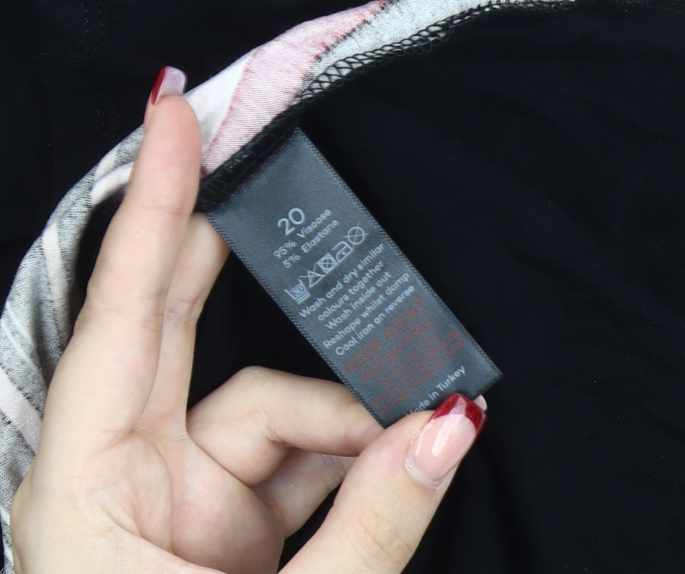 Bonmarché Womens Black Striped Tunic Blouse Size 20 3/4 Sleeve