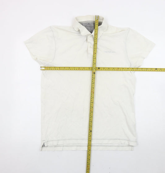 Calvin Klein Jeans Men's White Polo Shirt Size L Cotton Casual