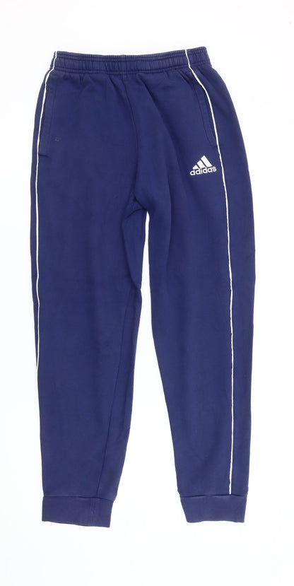 Adidas Men Blue Jogger Sweatpants Small Tapered Fleece Sportswear