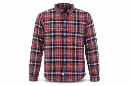 Shore Leave Mens Red Blue Check Flannel Shirt Size L Long Sleeve