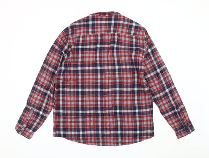 Shore Leave Mens Red Blue Check Flannel Shirt Size L Long Sleeve