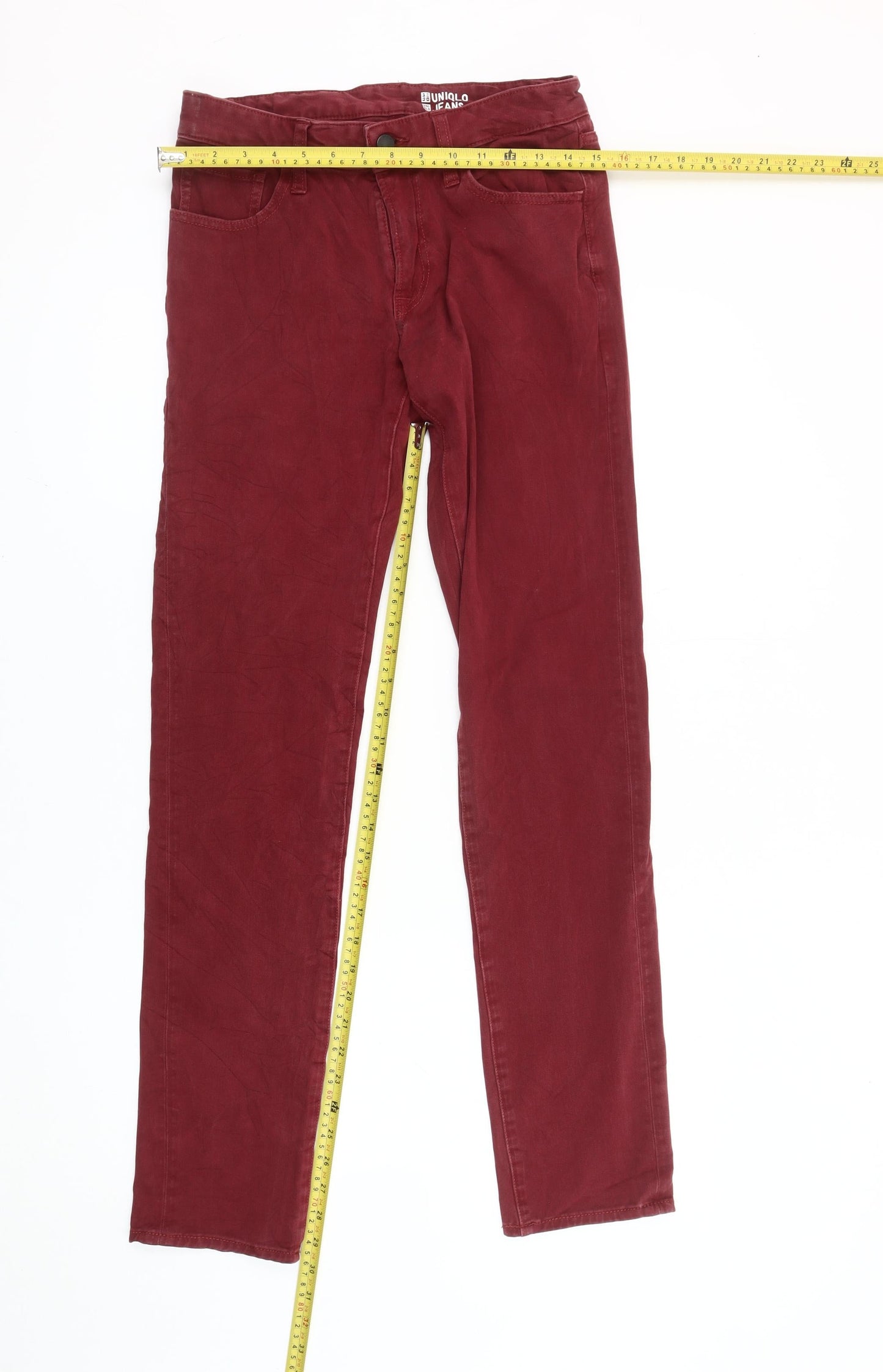 Uniqlo Men’s Red Skinny Jeans Size 28 Slim Fit Cotton Blend