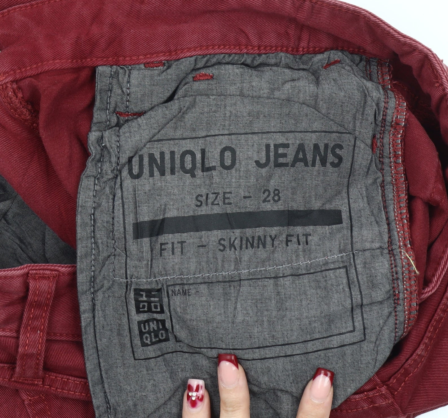 Uniqlo Men’s Red Skinny Jeans Size 28 Slim Fit Cotton Blend