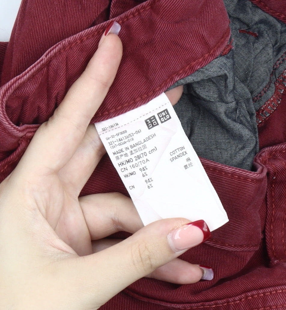 Uniqlo Men’s Red Skinny Jeans Size 28 Slim Fit Cotton Blend