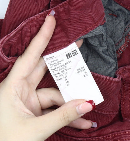 Uniqlo Men’s Red Skinny Jeans Size 28 Slim Fit Cotton Blend