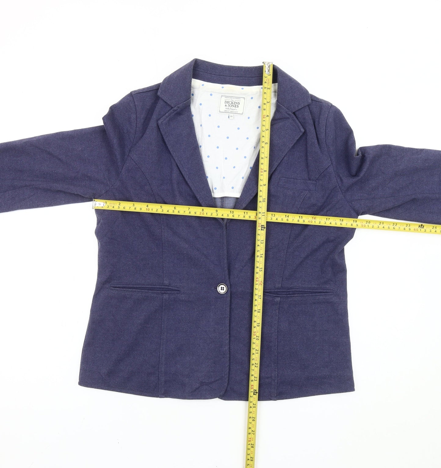 Dickins & Jones Women’s Blue Blazer Jacket Size 10 Single Breasted