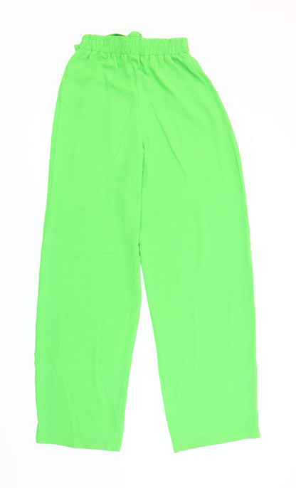 Womens UK Size S Zara Relaxed Fit Paperbag Green Trousers