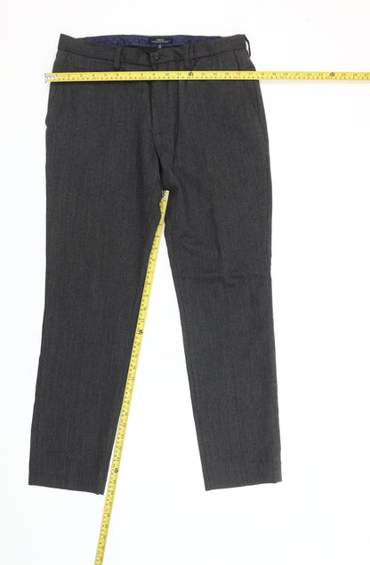 Next Signature Men's Grey Wool Blend Dress Pants 32S Slim Fit