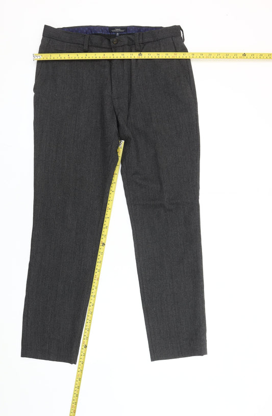 Next Signature Men's Grey Wool Blend Dress Pants 32S Slim Fit