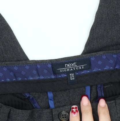 Next Signature Men's Grey Wool Blend Dress Pants 32S Slim Fit